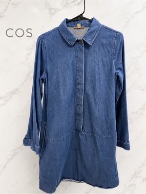 COS Blue Long Sleeve Denim Dress